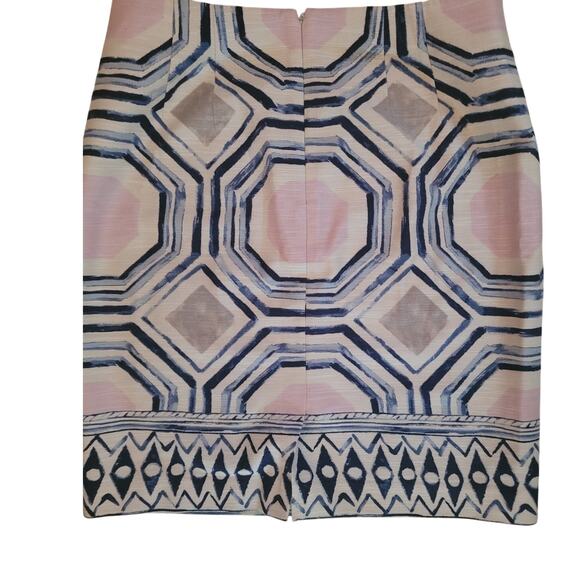 Loft Skirt Tan/Blue Back Zip/Slit Sz 8 - Picture 3 of 5